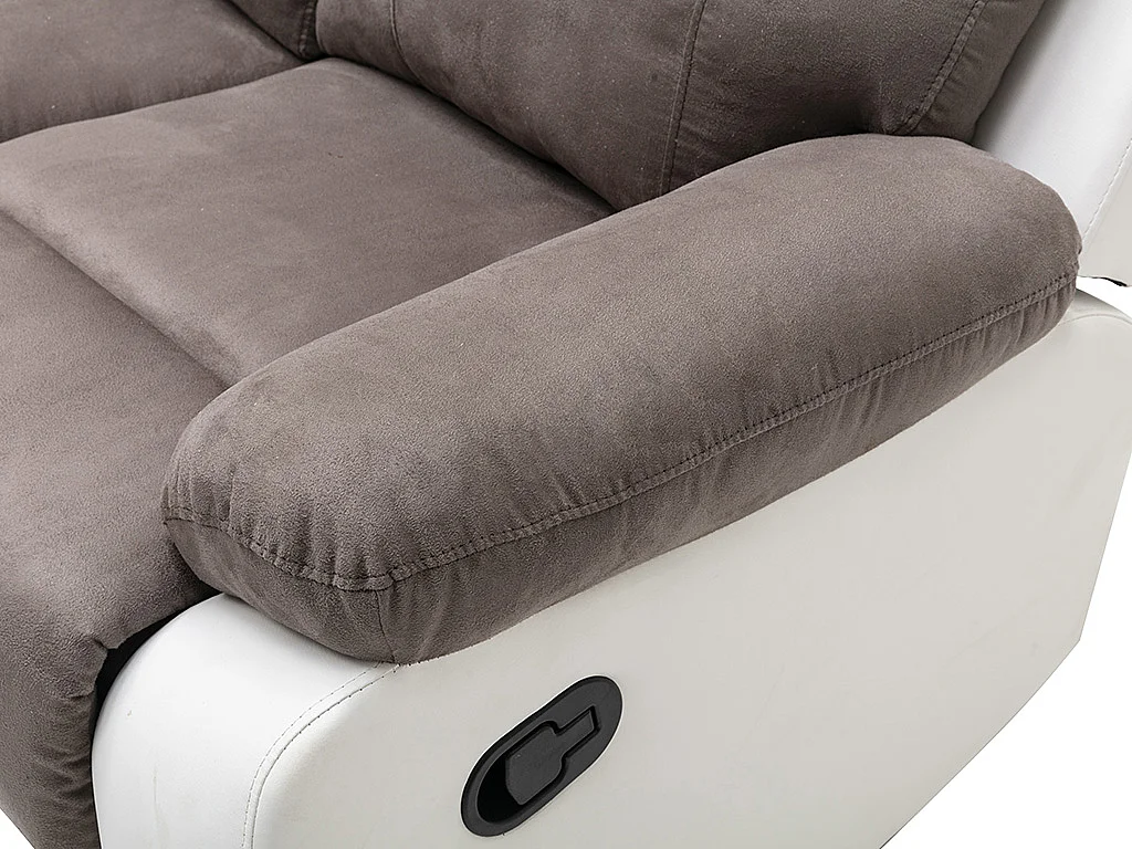 Canapé d'angle relax gris et blanc en microfibre et simili TOLZANO