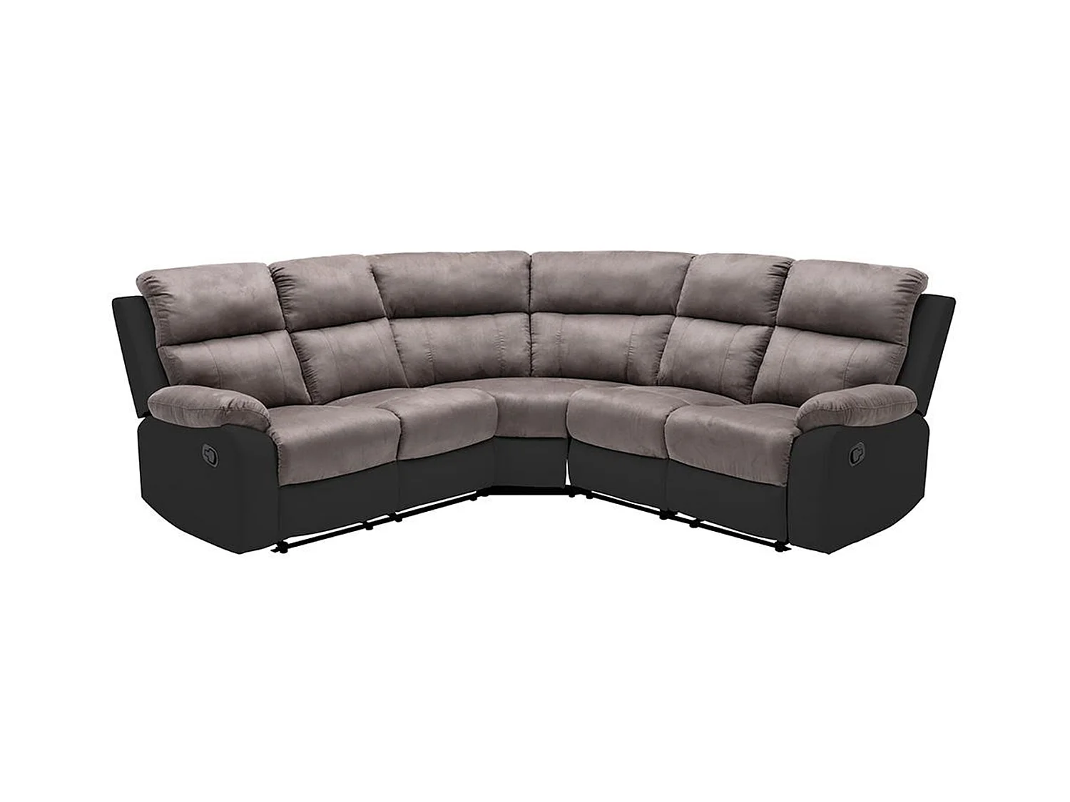 Divano angolare relax in Microfibra e Similpelle Grigio e Nero - TOLZANO