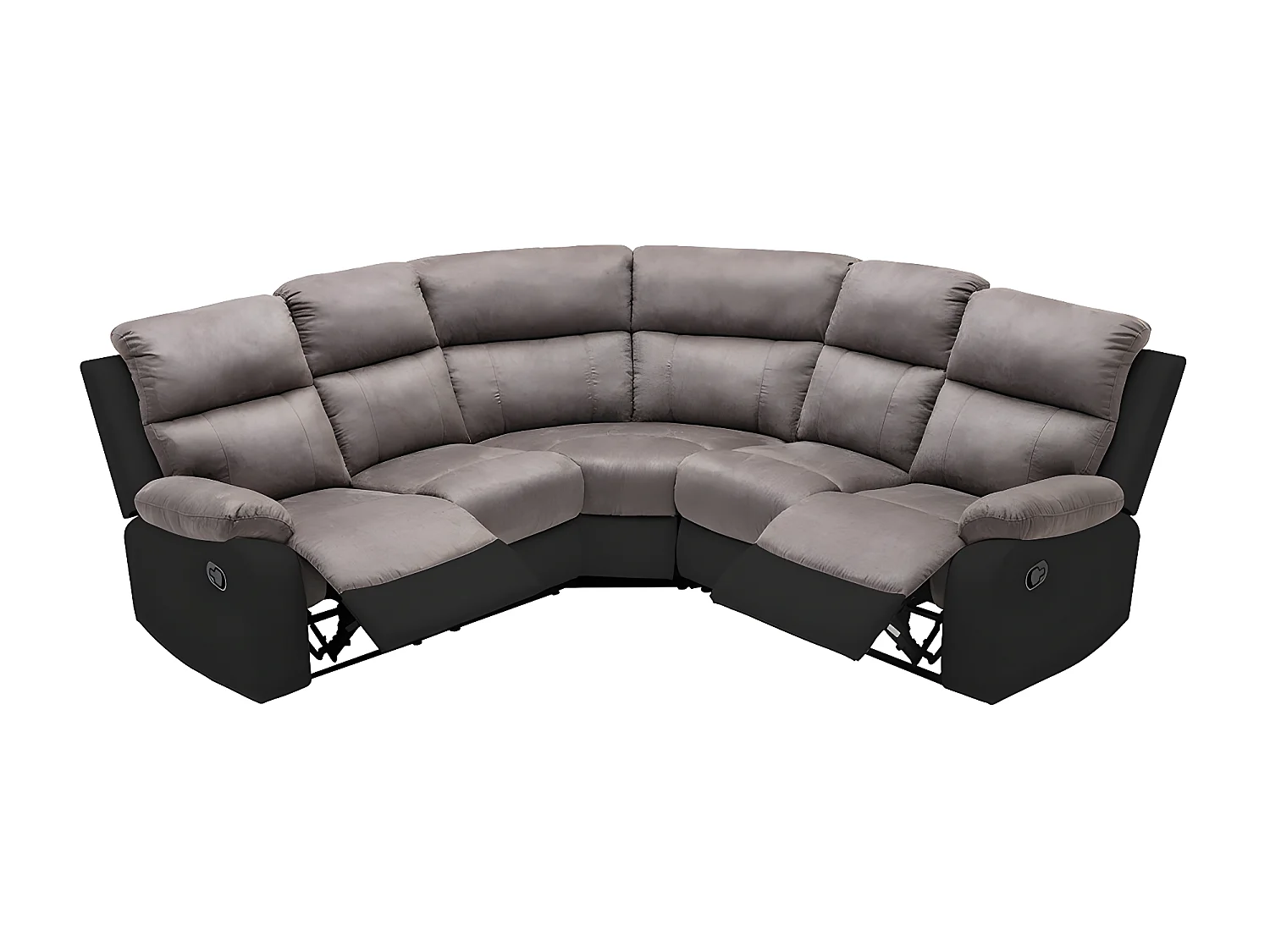 Divano angolare relax in Microfibra e Similpelle Grigio e Nero - TOLZANO