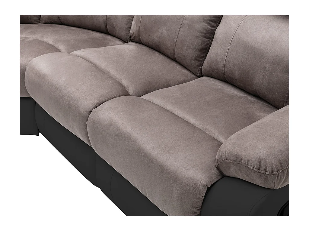Divano angolare relax in Microfibra e Similpelle Grigio e Nero - TOLZANO