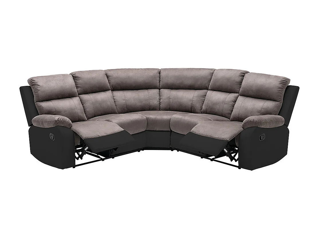 Divano angolare relax in Microfibra e Similpelle Grigio e Nero - TOLZANO