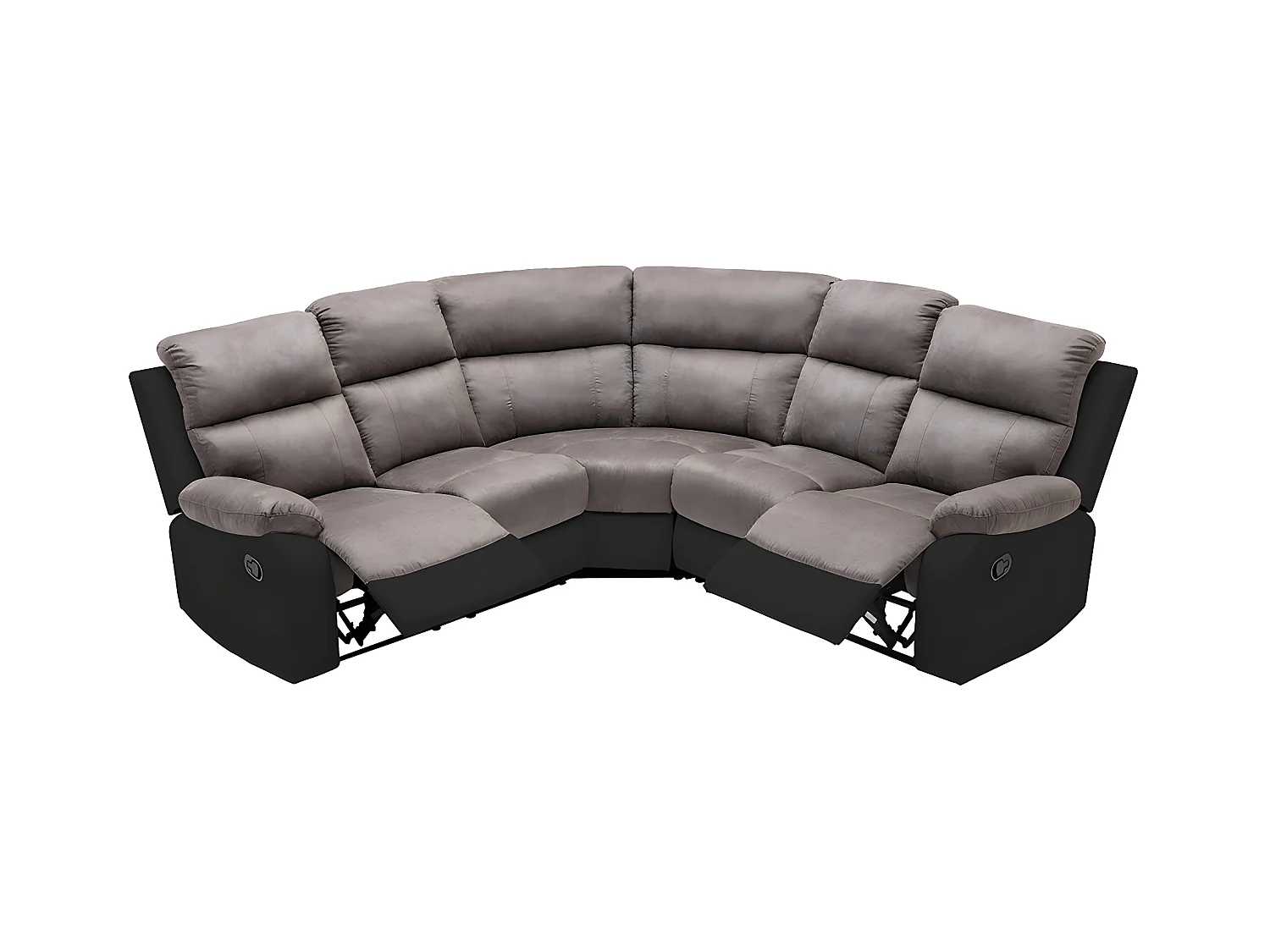 Relaxsofa Ecksofa - Microfaser & Kunstleder - Grau & Schwarz - TOLZANO