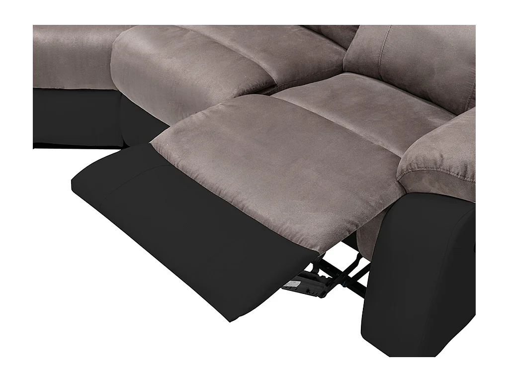 Relaxsofa Ecksofa - Microfaser & Kunstleder - Grau & Schwarz - TOLZANO