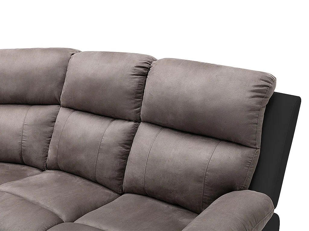Divano angolare relax in Microfibra e Similpelle Grigio e Nero - TOLZANO