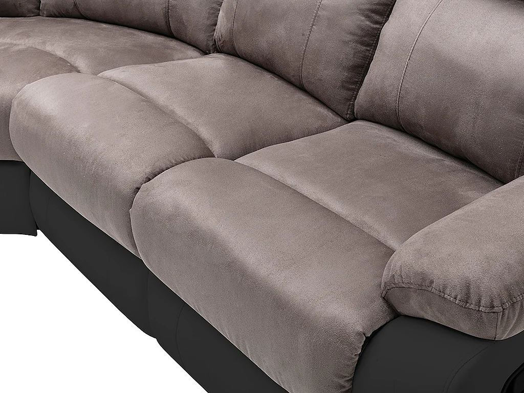 Divano angolare relax in Microfibra e Similpelle Grigio e Nero - TOLZANO
