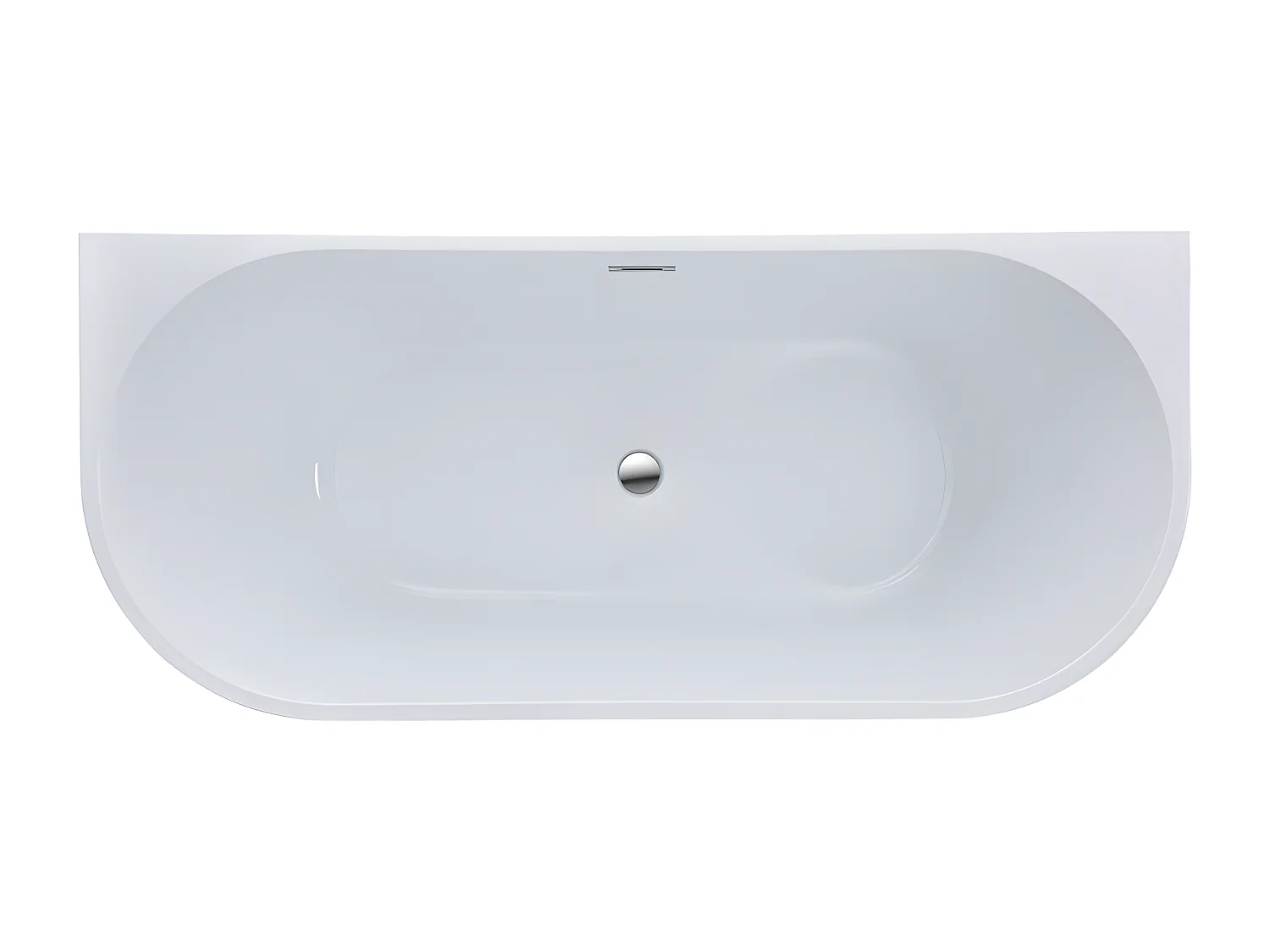 Halb freistehende Badewanne - 255L - 180 x 75 x 58 cm - Acryl - Weiß - DIVINA