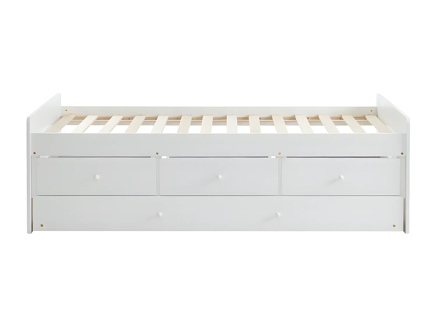 Cama nido TITOUAN con 3 cajones - 90 x 190 cm - MDF y Pino - Blanco