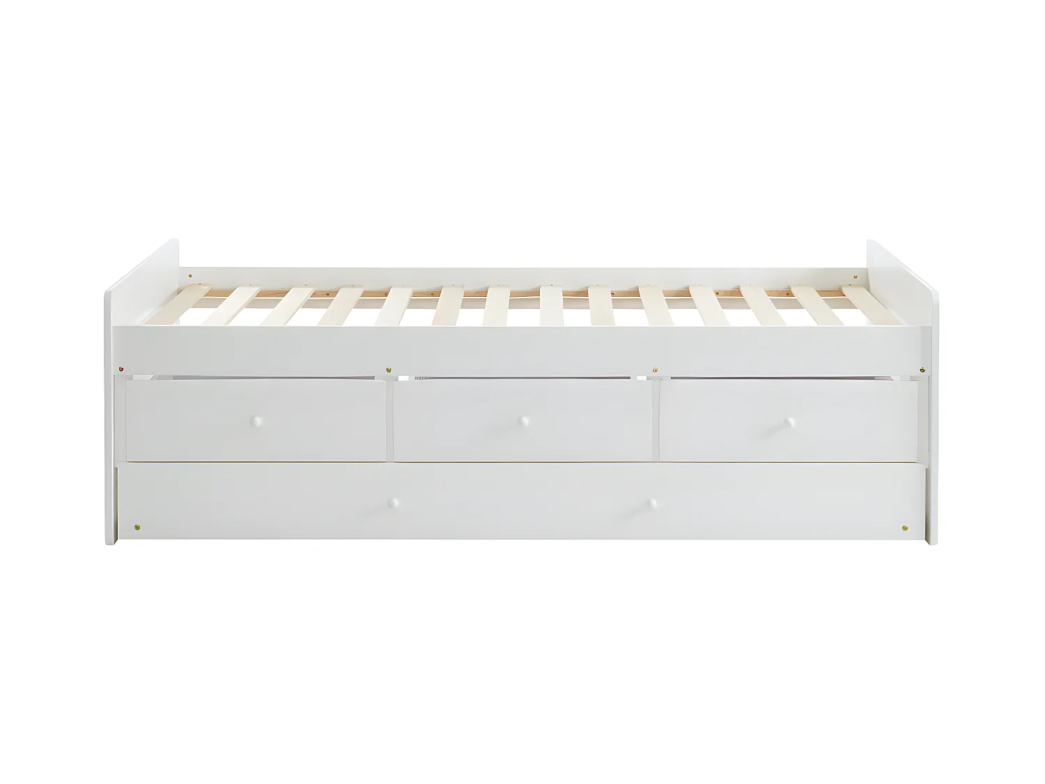 Ausziehbett mit 3 Schubladen - MDF & Kiefernholz - 90 x 190 cm - Weiß  - TITOUAN
