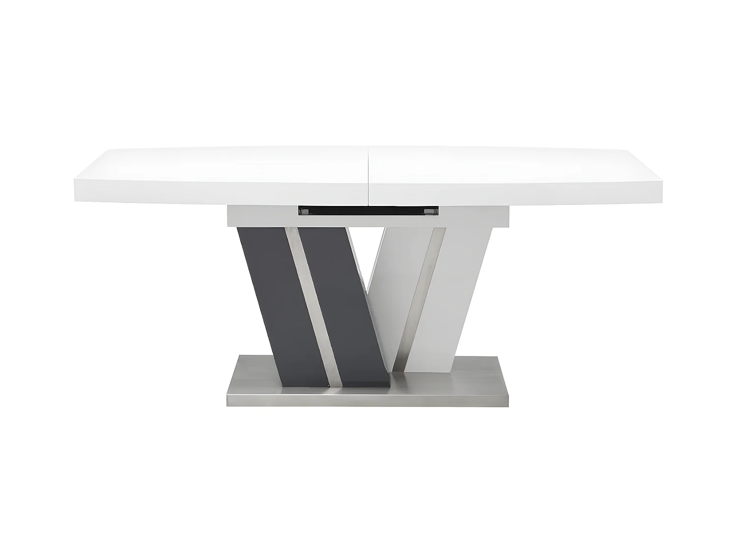 Uitschuifbare eettafel NOAMI II - 6 tot 8 personen - Gelakt mdf grijs en wit