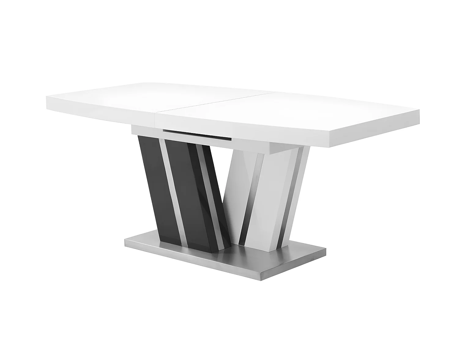 Uitschuifbare eettafel NOAMI II - 6 tot 8 personen - Gelakt mdf grijs en wit