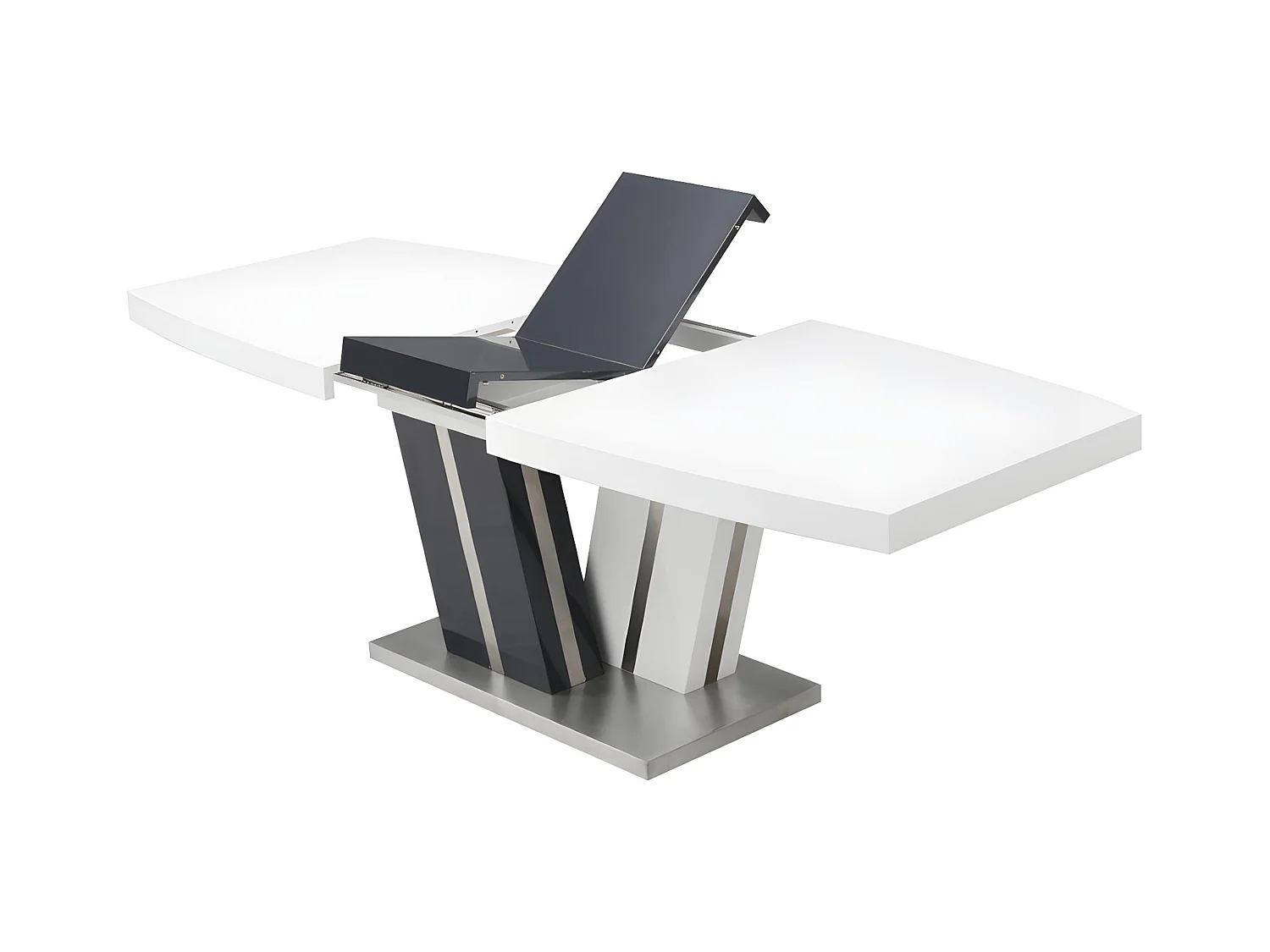 Uitschuifbare eettafel NOAMI II - 6 tot 8 personen - Gelakt mdf grijs en wit