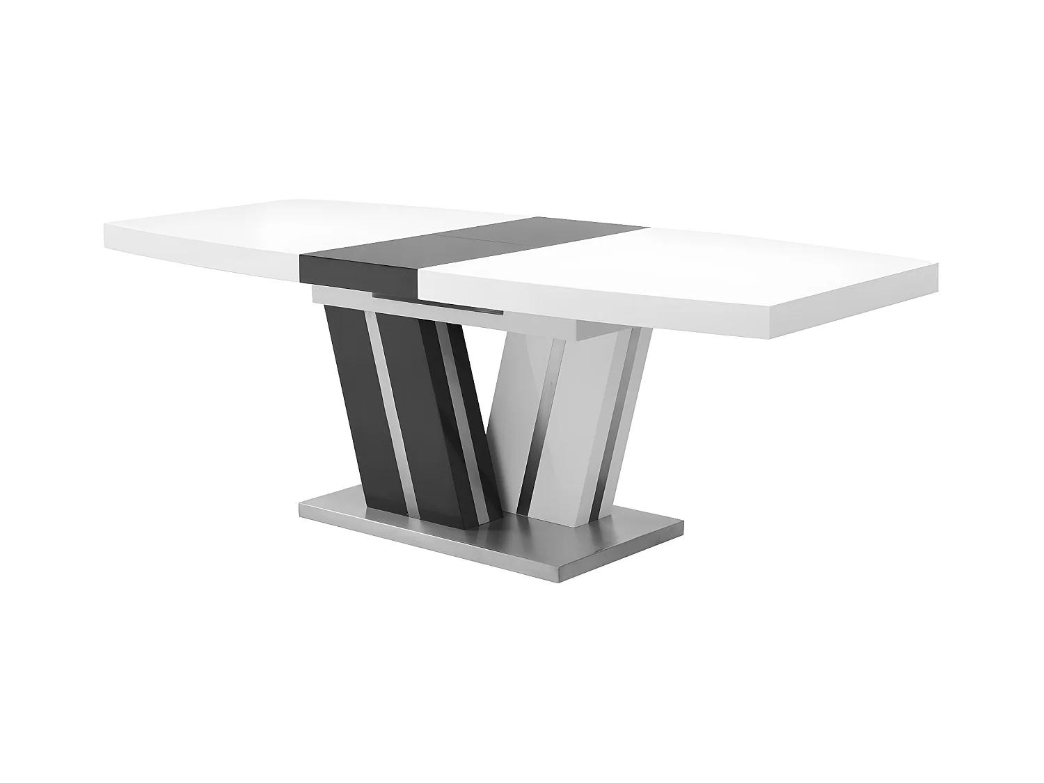 Uitschuifbare eettafel NOAMI II - 6 tot 8 personen - Gelakt mdf grijs en wit
