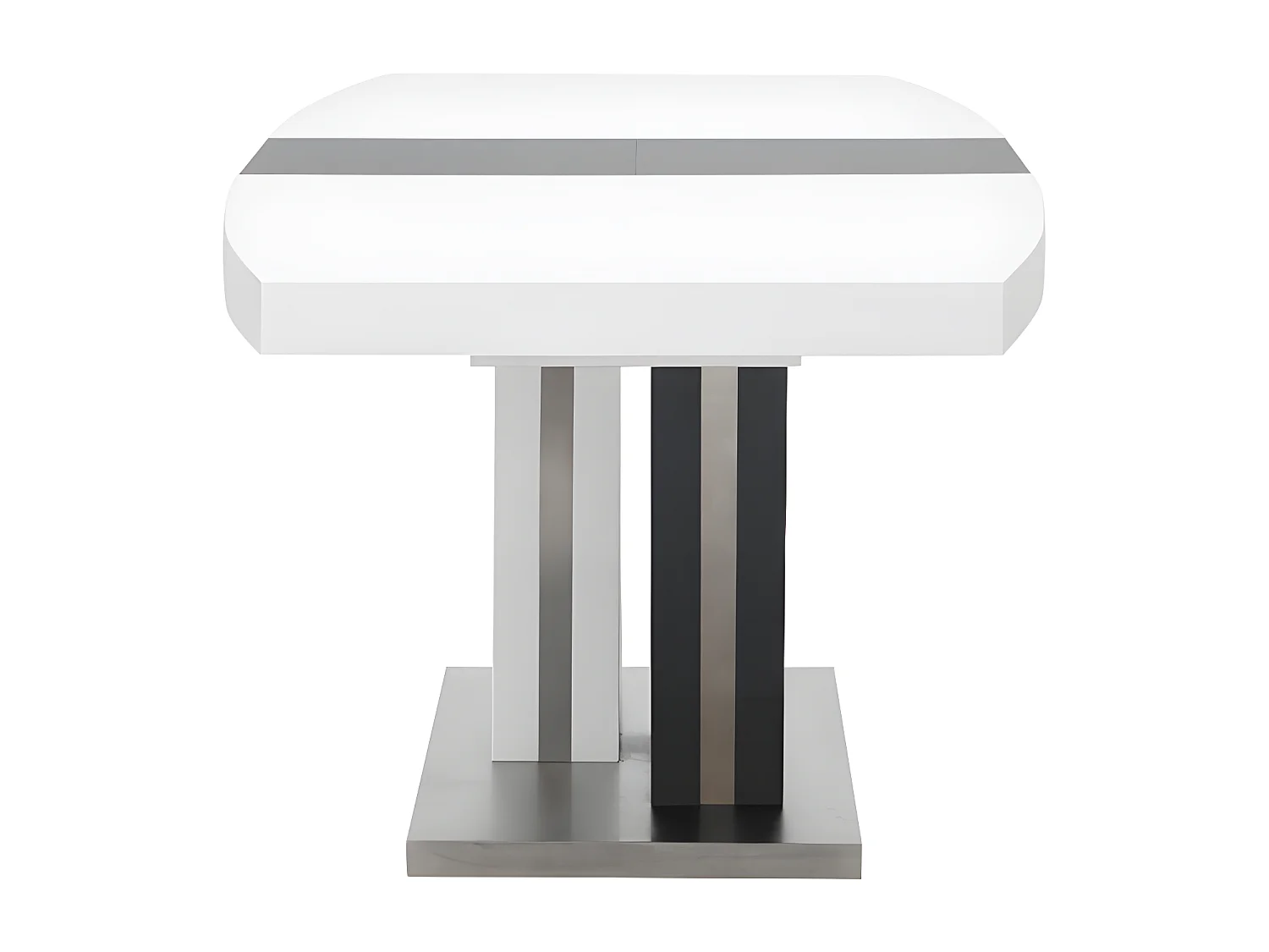 Mesa de refeições extensível NOAMI II - 6 a 8 lugares - MDF lacado cinzento e branco