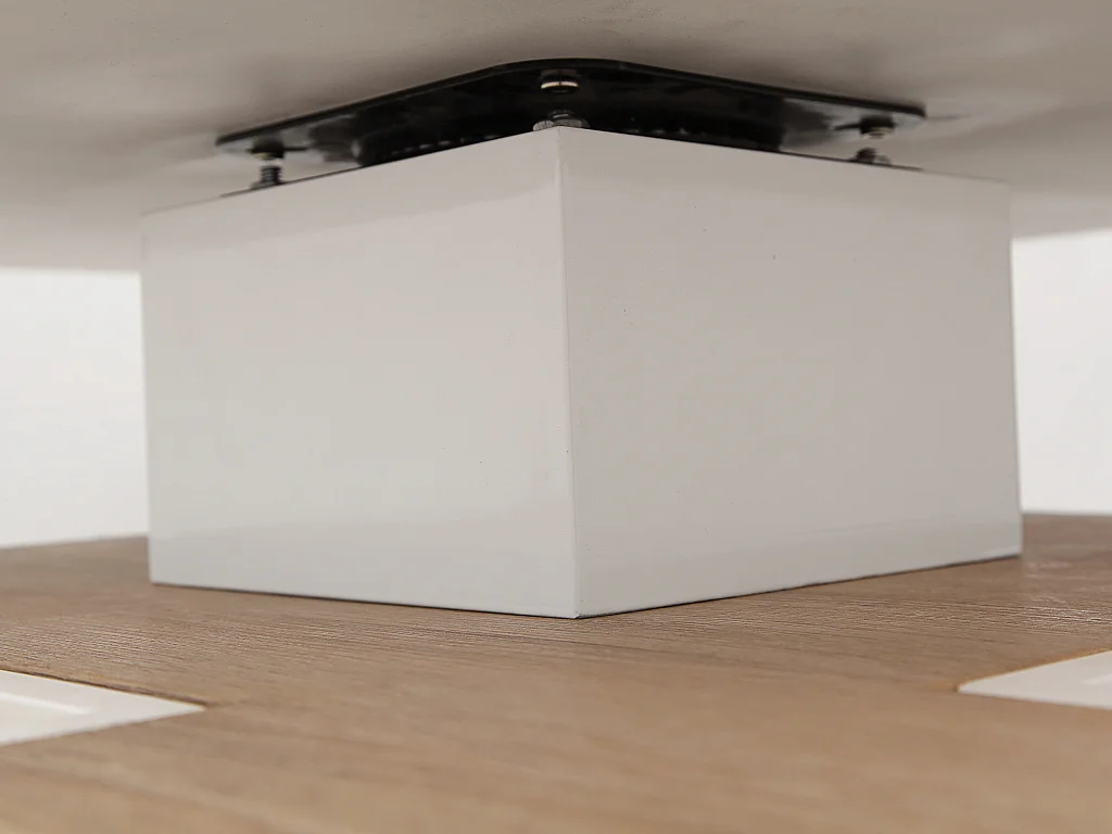 Table basse - Plateau pivotant - MDF laqué blanc et chêne - FAUSTO II