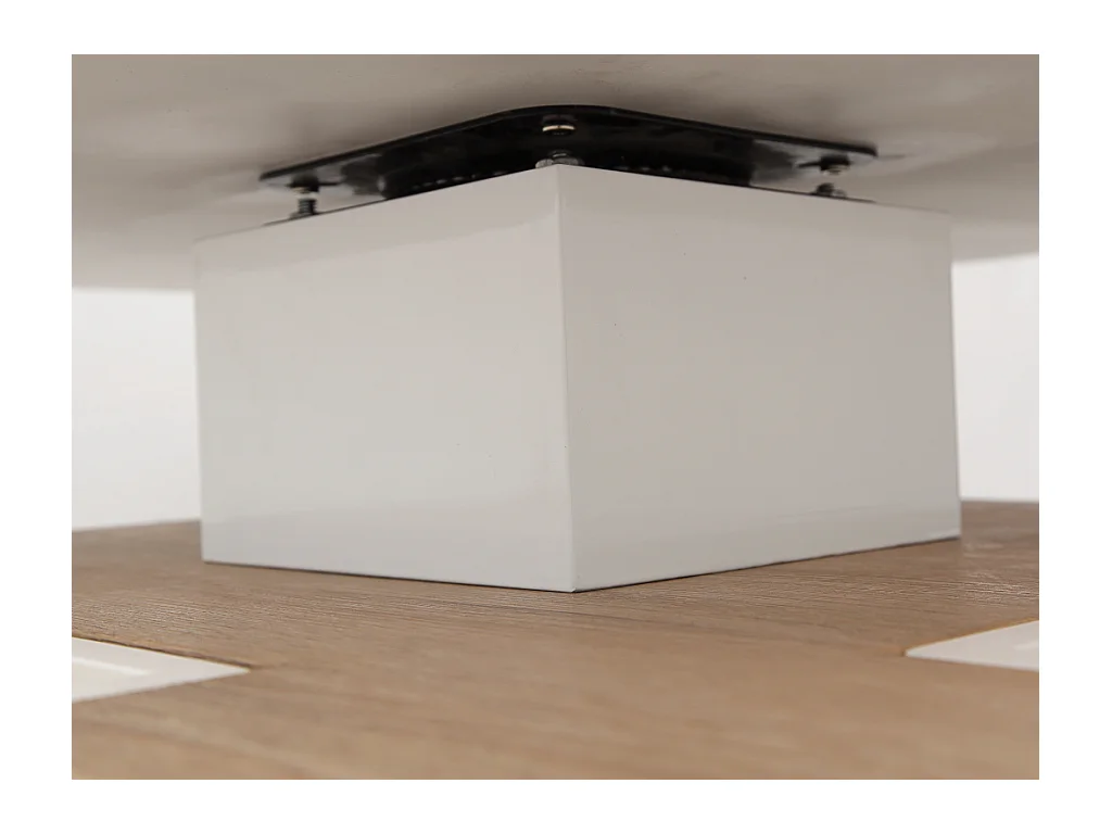 Table basse - Plateau pivotant - MDF laqué blanc et chêne - FAUSTO II