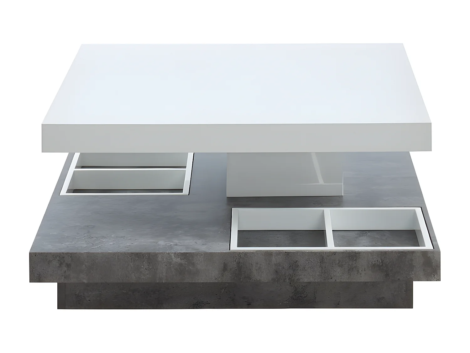 Salontafel FAUSTO II - Draaiblad - Wit gelakt mdf en beton