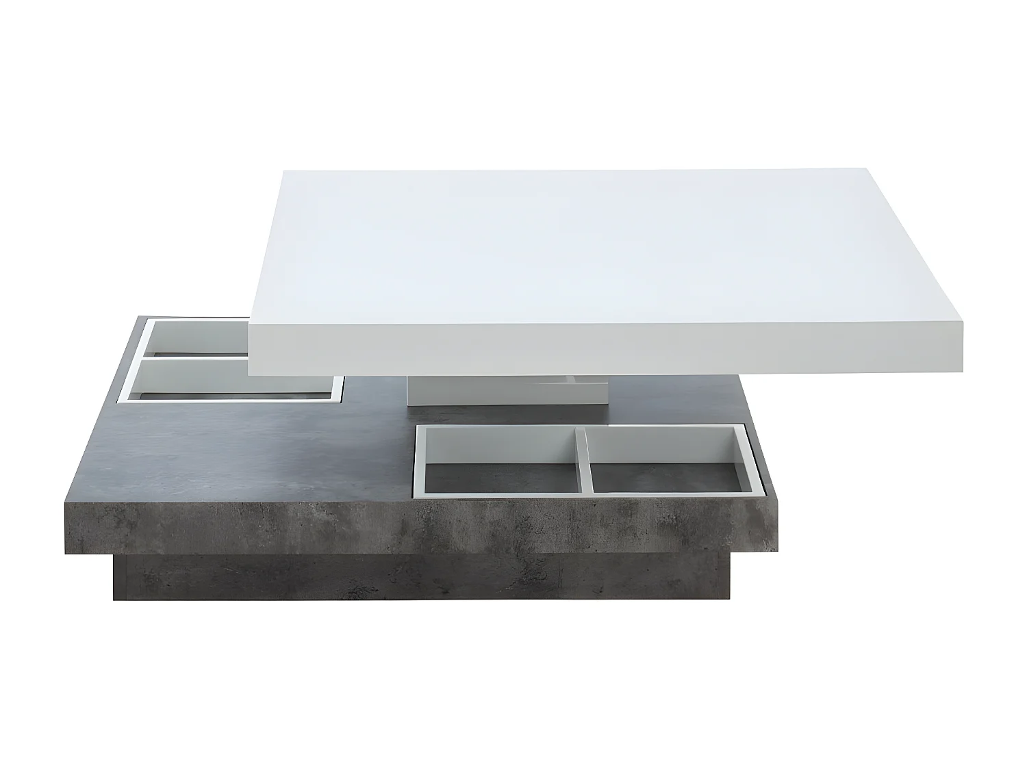 Salontafel FAUSTO II - Draaiblad - Wit gelakt mdf en beton