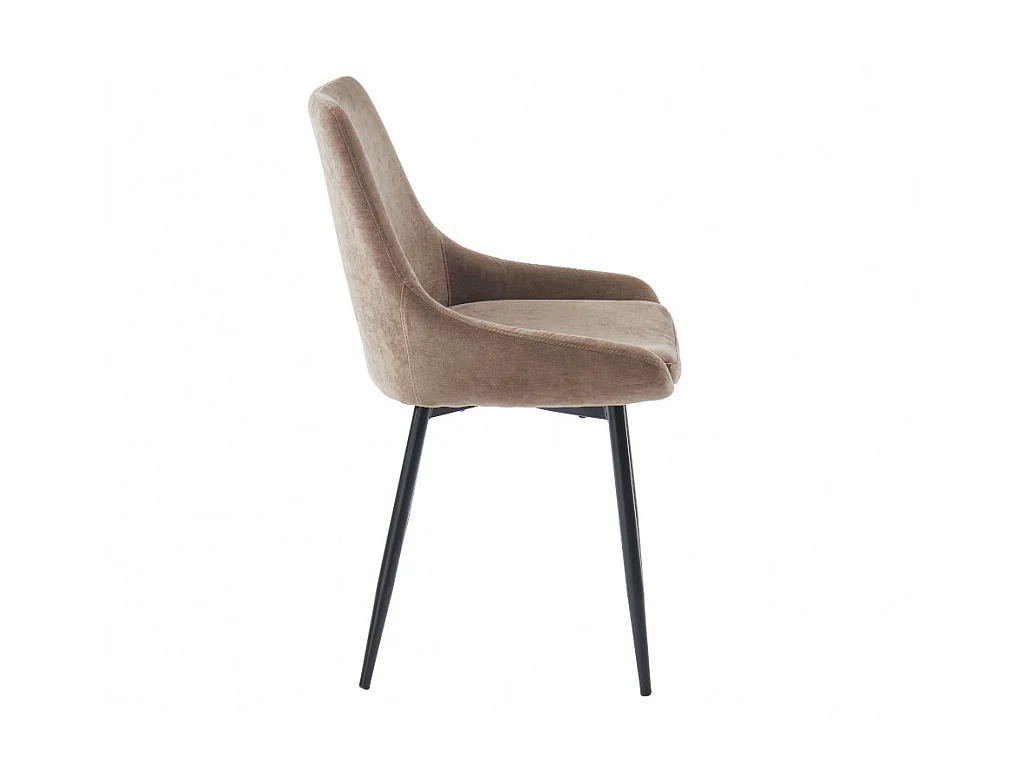 Lot de 6 chaises en tissu et métal noir - Taupe - MASURIE
