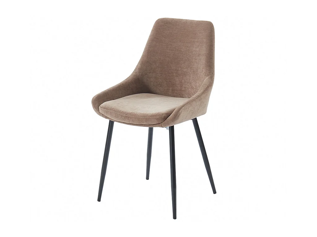 Lot de 6 chaises en tissu et métal noir - Taupe - MASURIE