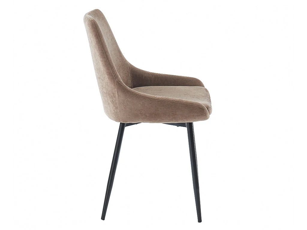 Lot de 6 chaises en tissu et métal noir - Taupe - MASURIE