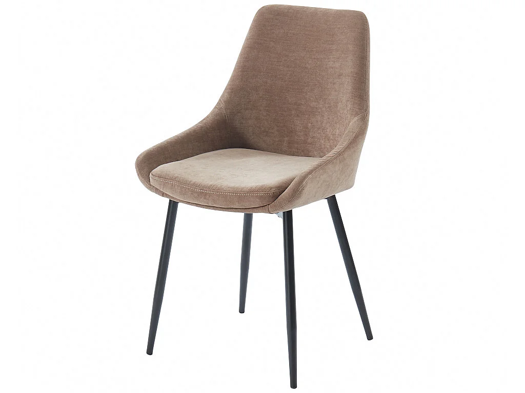 Lot de 6 chaises en tissu et métal noir - Taupe - MASURIE