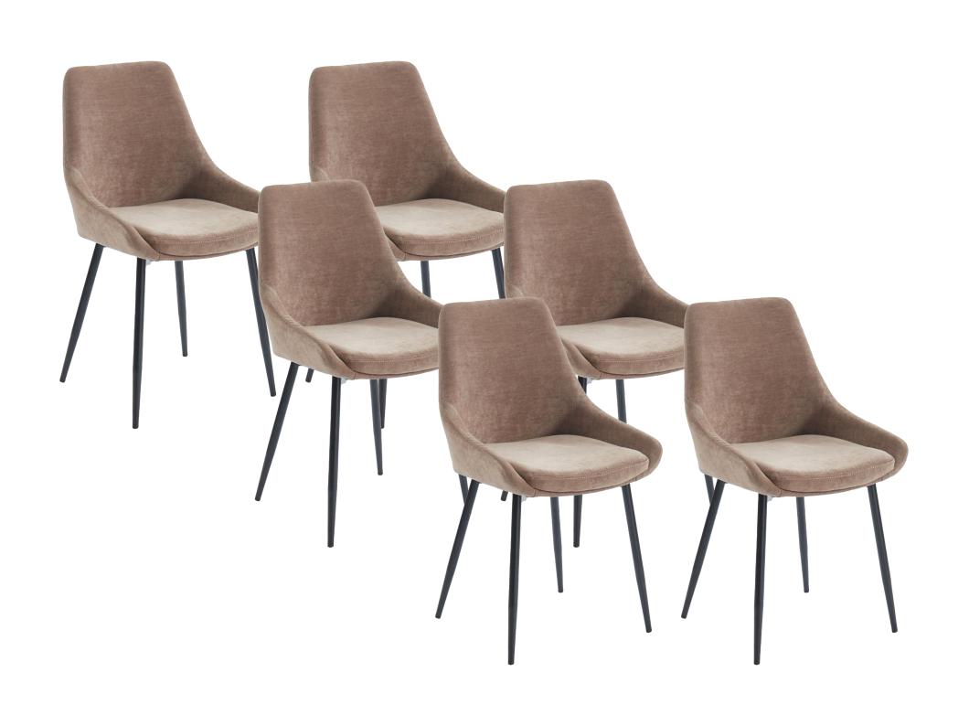 Lot de 6 chaises en tissu et métal noir - Taupe - MASURIE