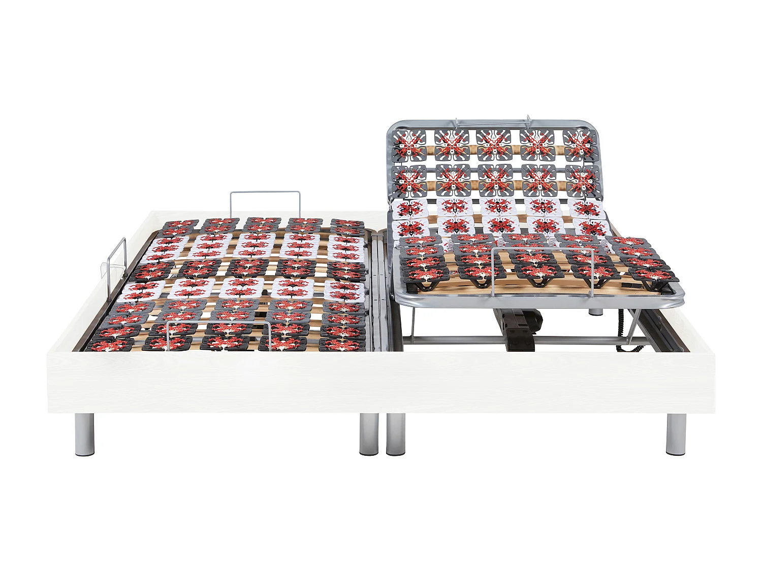 Stelaż relaksacyjny 2x91 płytek wykończenie drewniane kolor biały marki YSMÉE - 2 x 70 x 190 cm - silniki OKIN