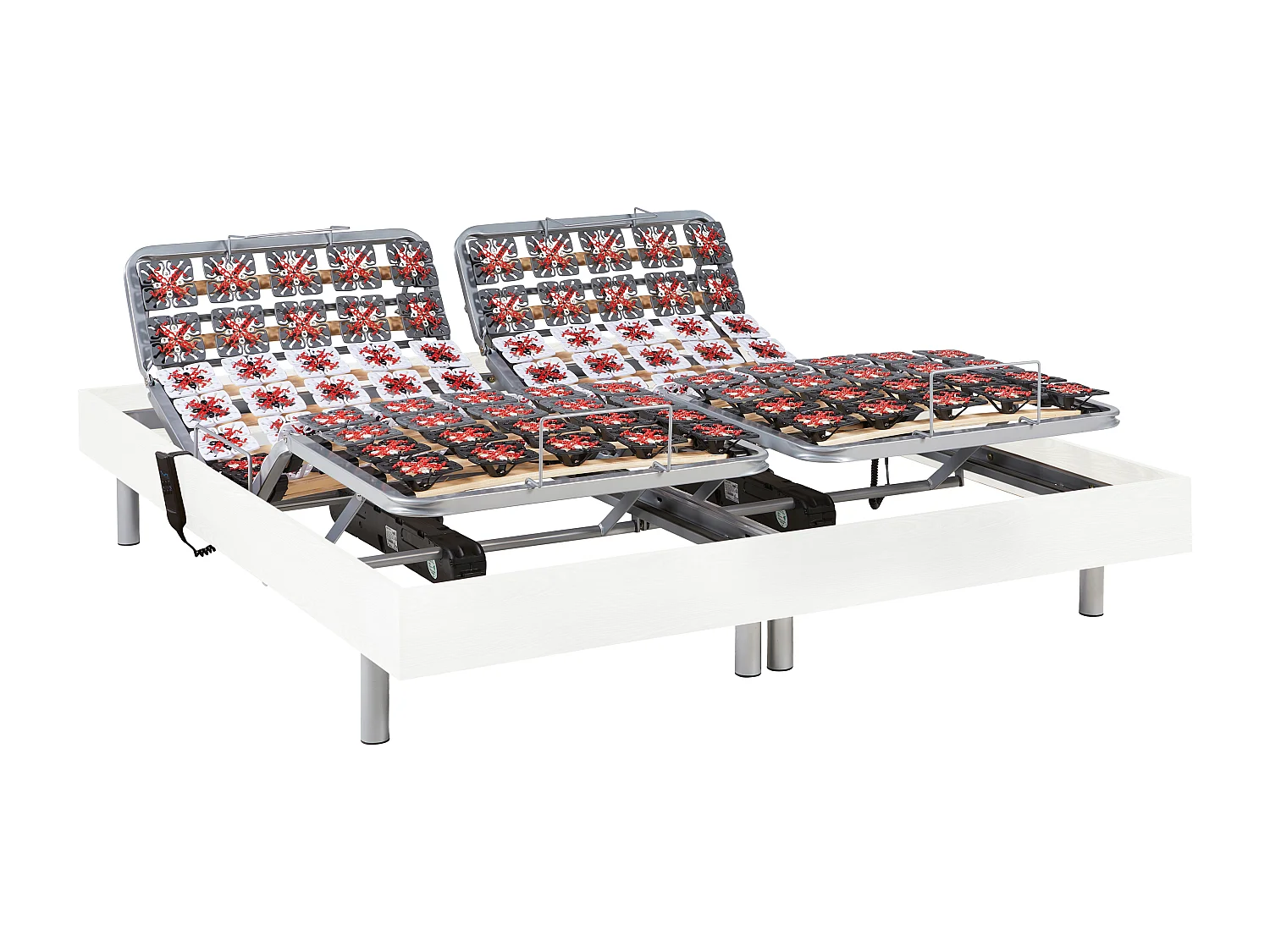 Sommier électrique de relaxation déco 2x48 plots - 2 x 70 x 190 cm - Blanc - NAFURI de YSMÉE