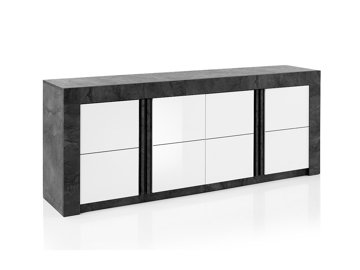 Sideboard ESSIA - 4 Türen - Schiefer-Optik & Weiß kaufen