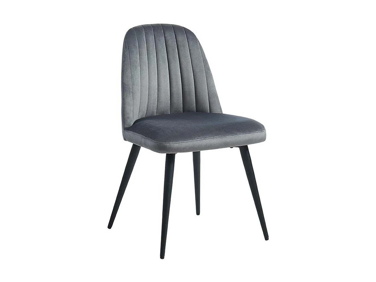 Lot de 2 chaises en velours et métal noir - Gris - ELEANA