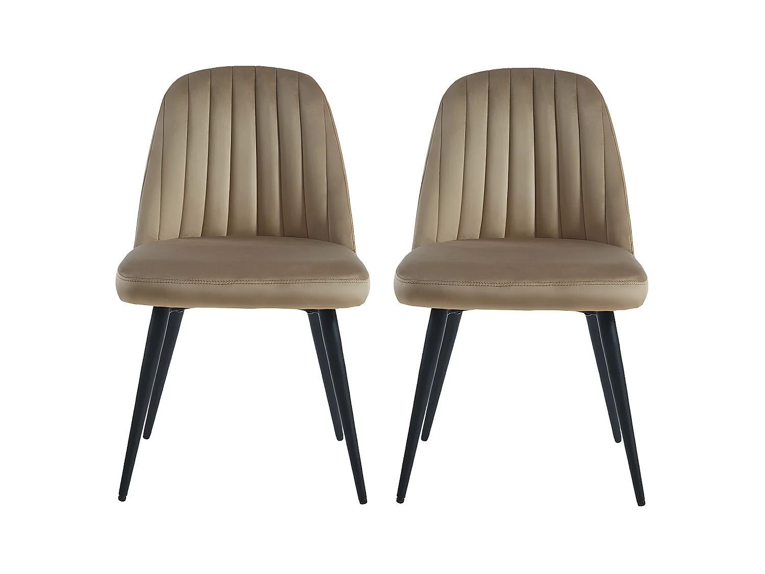 Lot de 2 chaises en velours et métal noir - Beige - ELEANA