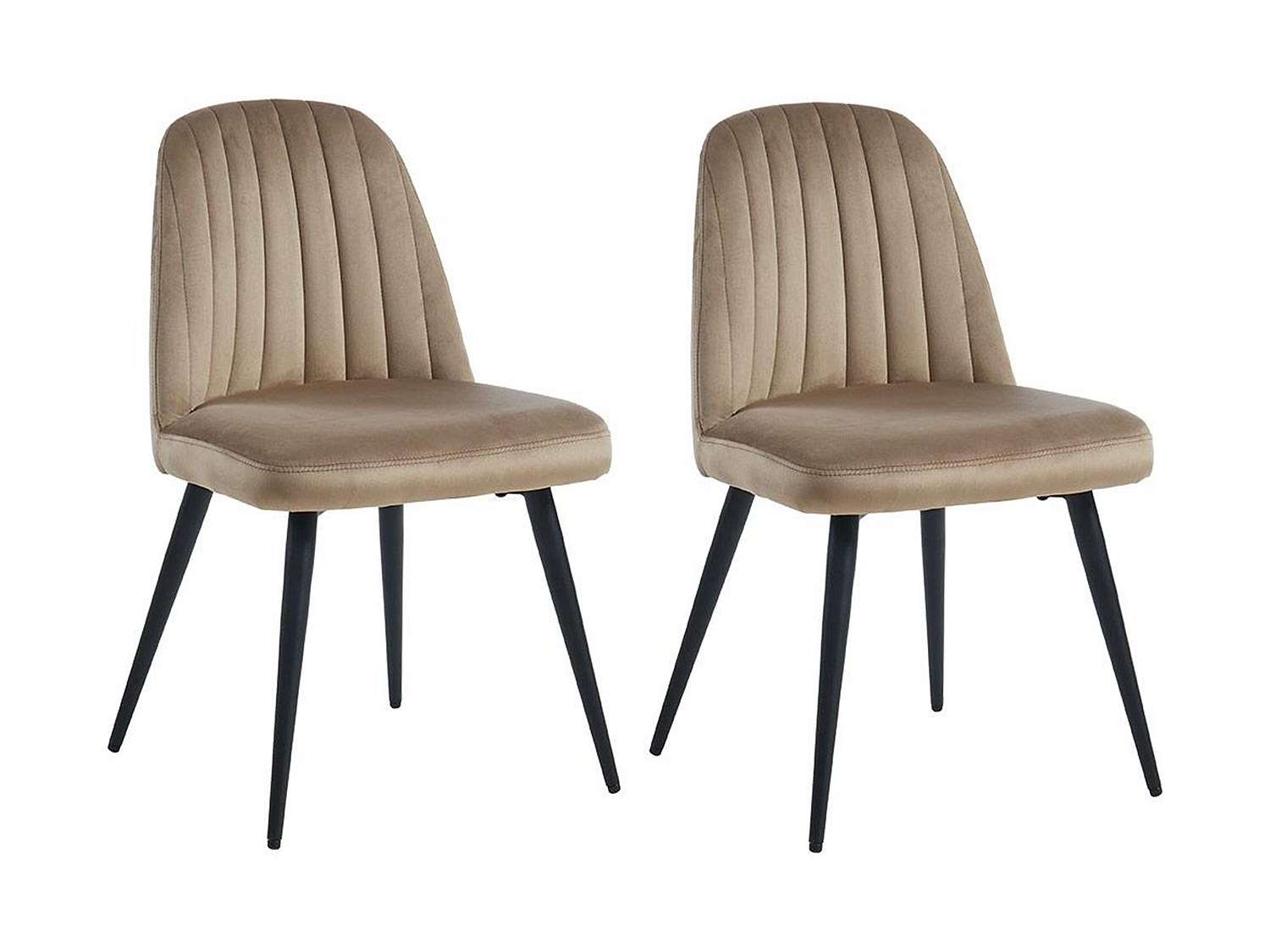 Vente-unique Stuhl 2er-Set - Samt & Schwarzes Metall - Beige - Eleana