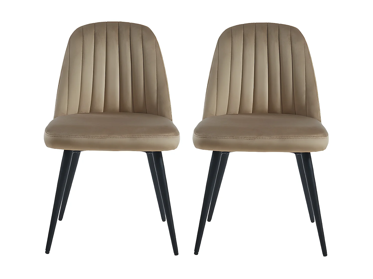 Set van 2 stoelen ELEANA - Velours en zwart metaal - Beige