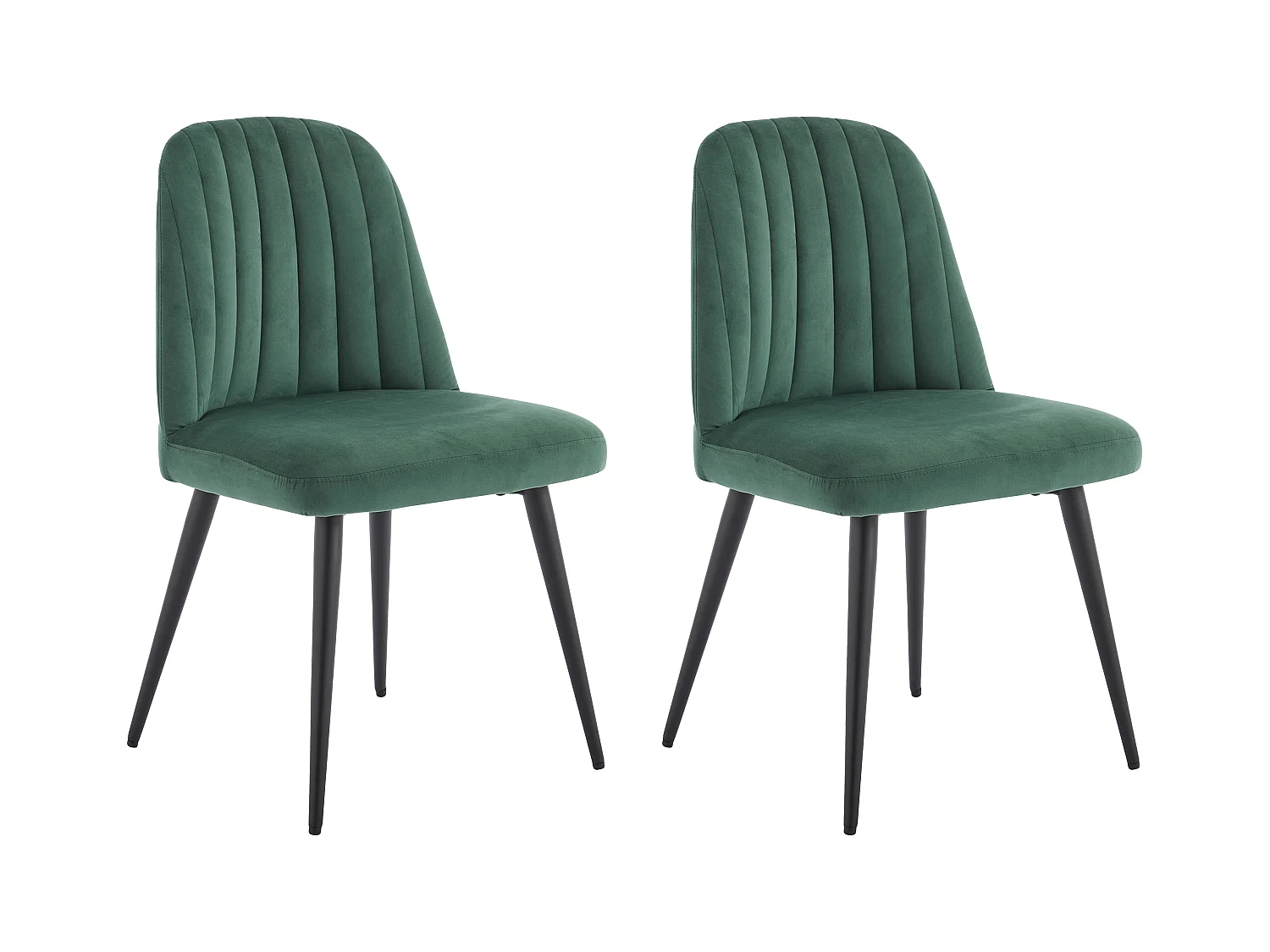 Juego de 2 sillas ELEANA - Terciopelo y metal negro - Verde