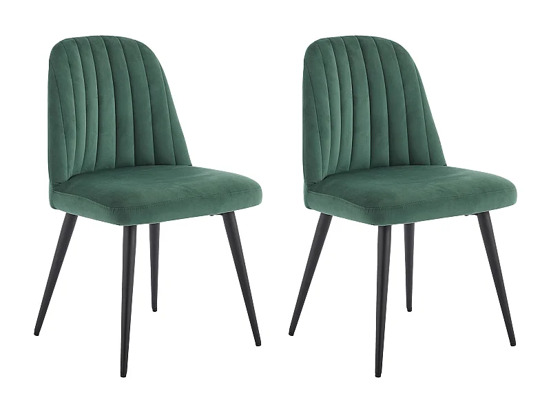 Lot de 2 chaises en velours et métal noir - Vert - ELEANA