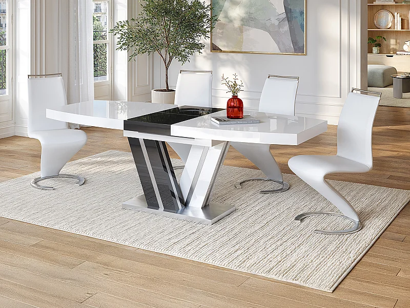 Zestaw stół NOAMI + 4 krzesła TWIZY – Kolor biały i szary