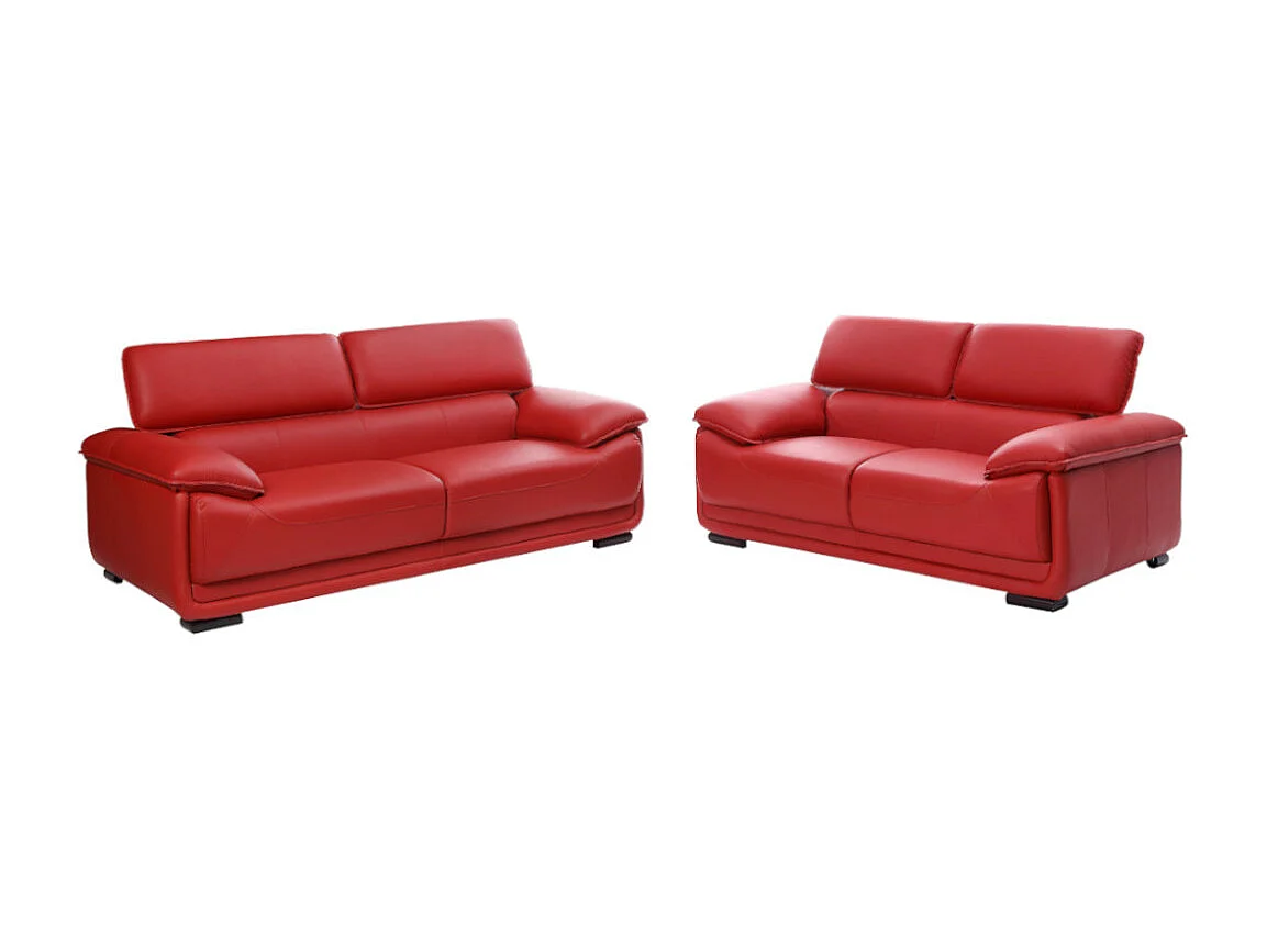 Couchgarnitur Leder 3+2 - Rot - MACELO