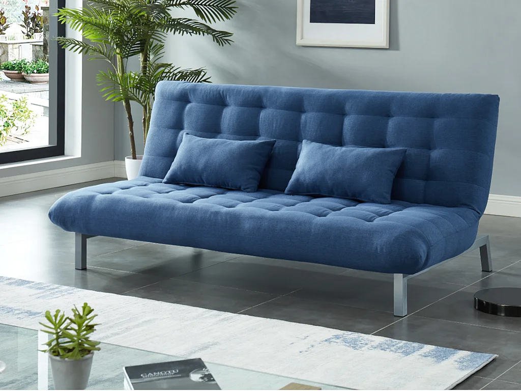 Canapé 3 places convertible clic clac en tissu HORNET - Bleu