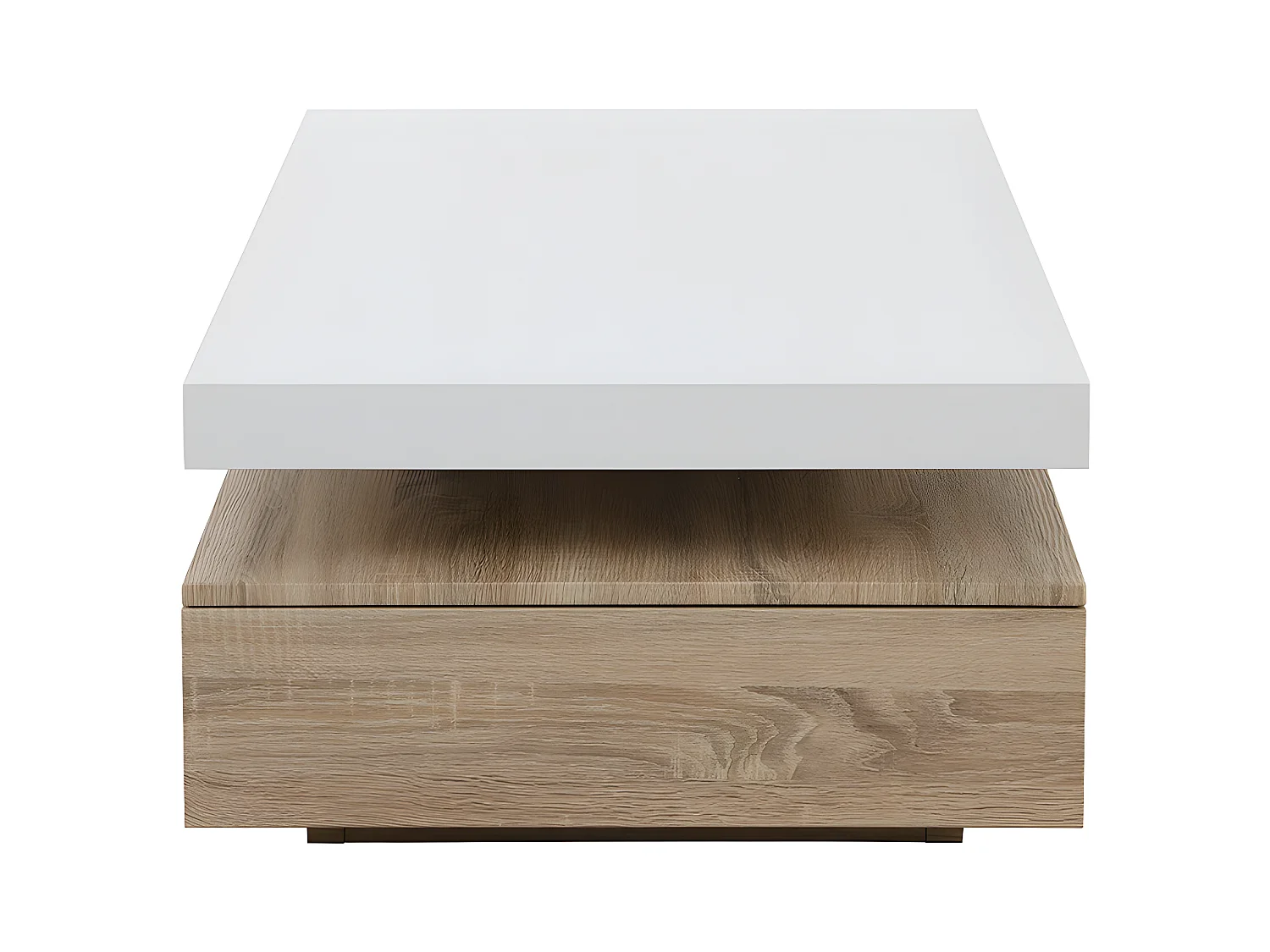 Mesa de centro com 2 gavetas em MDF cor carvalho e branco - FELIX