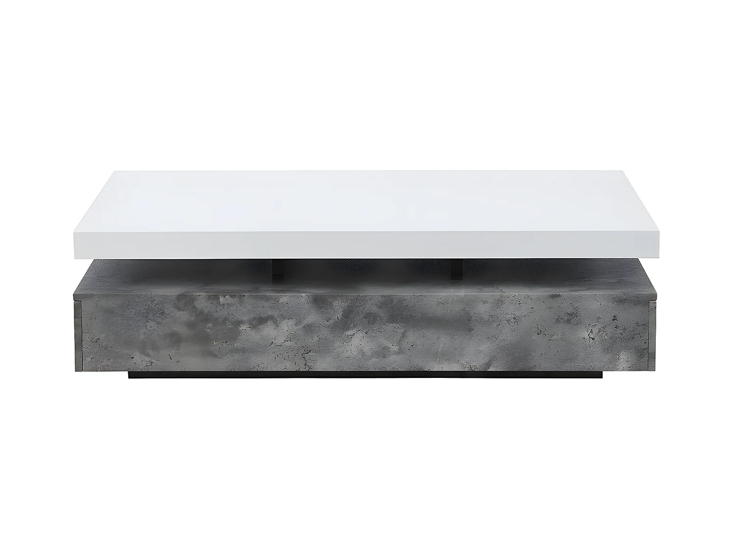 Mesa de centro FELIX - 2 cajones - MDF - Color: cemento y blanco