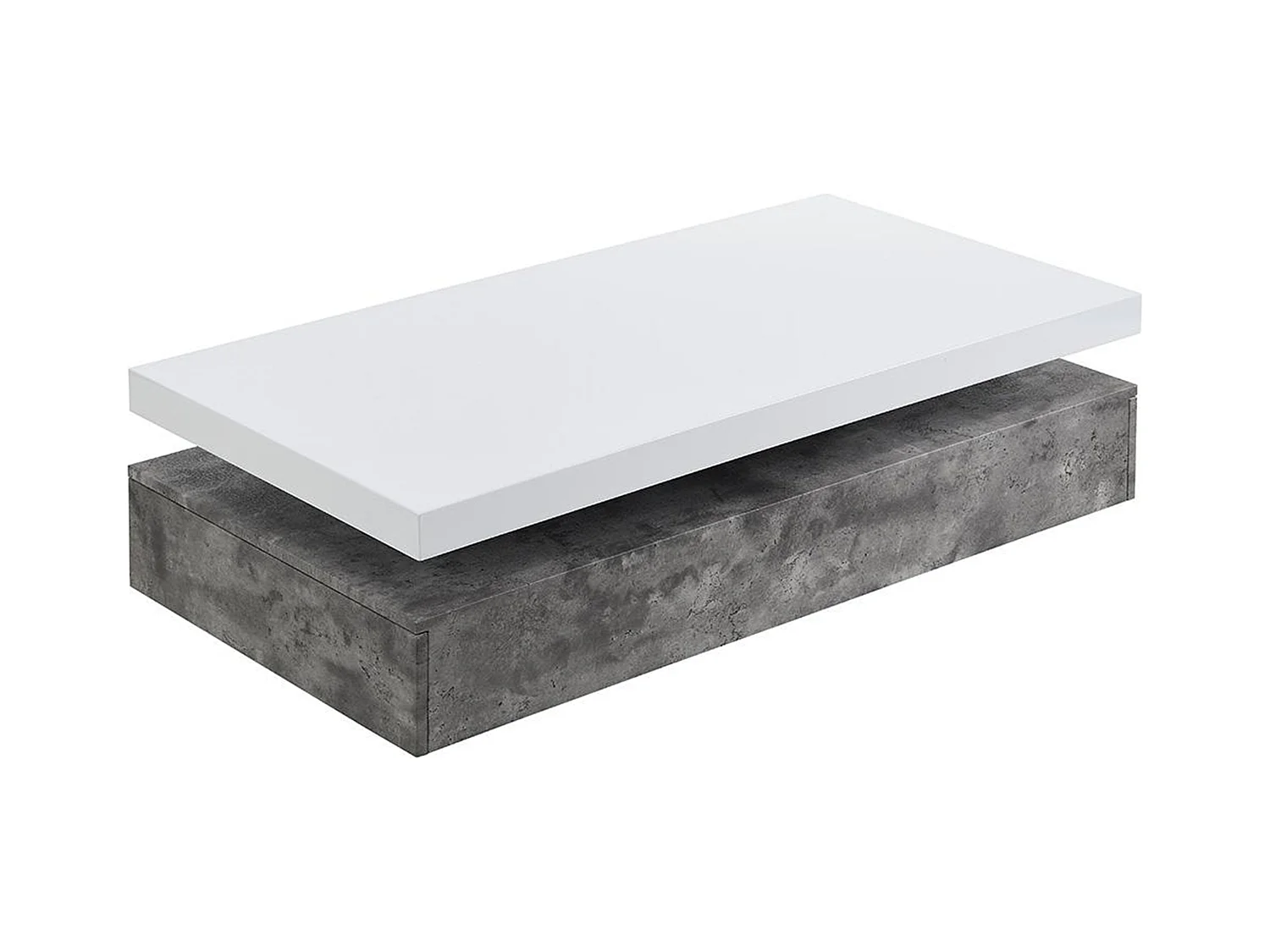 Mesa de centro FELIX - 2 cajones - MDF - Color: cemento y blanco