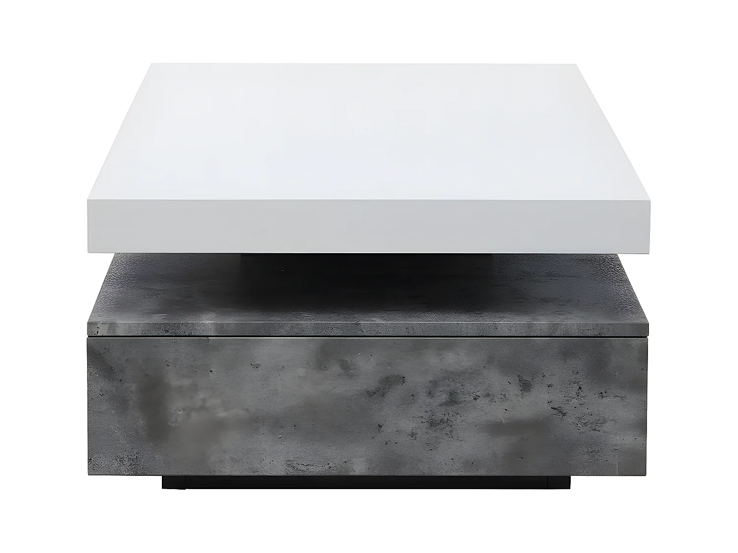 Mesa de centro FELIX - 2 cajones - MDF - Color: cemento y blanco