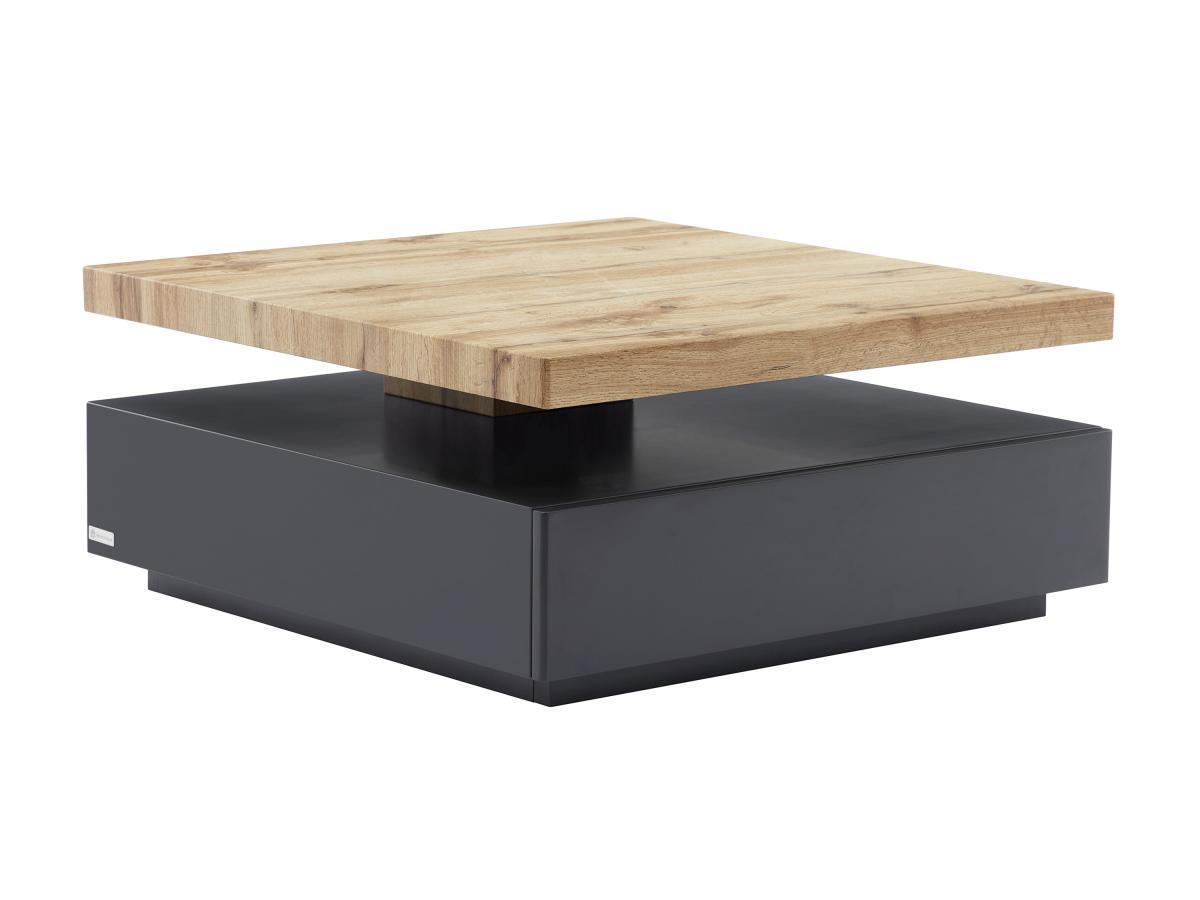 Couchtisch drehbar - 1 Schublade - MDF - Anthrazit & Holzfarben - KYRIA günstig online kaufen