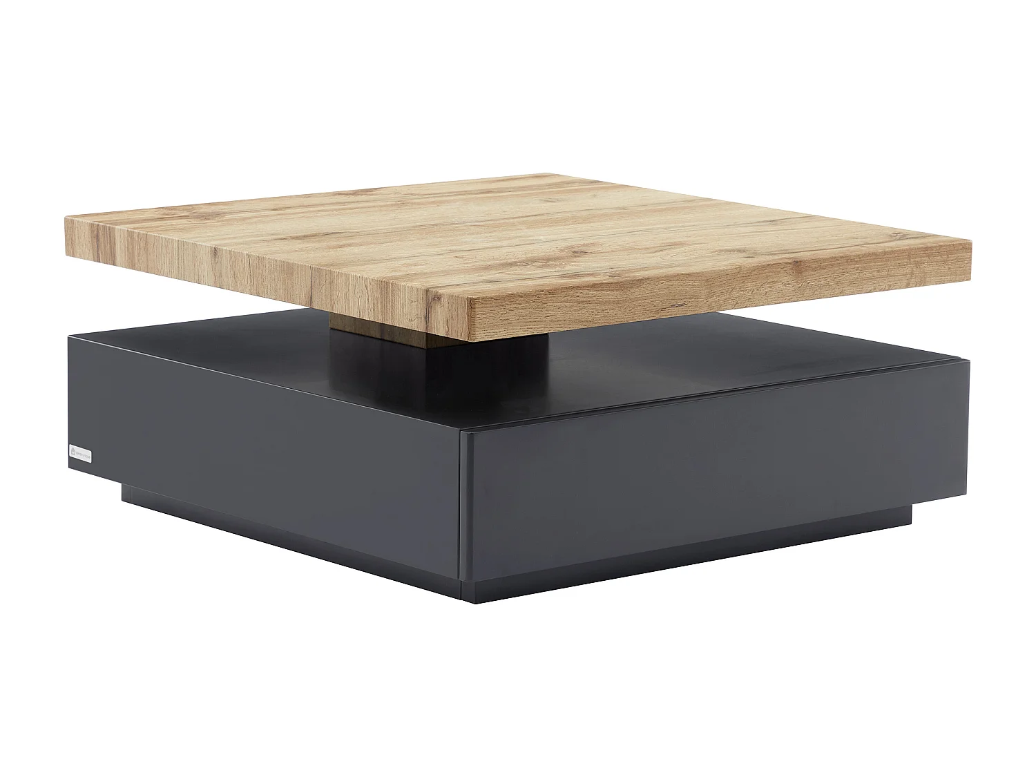 Table basse pivotante avec 1 tiroir en MDF - Anthracite et naturel - KYRIA