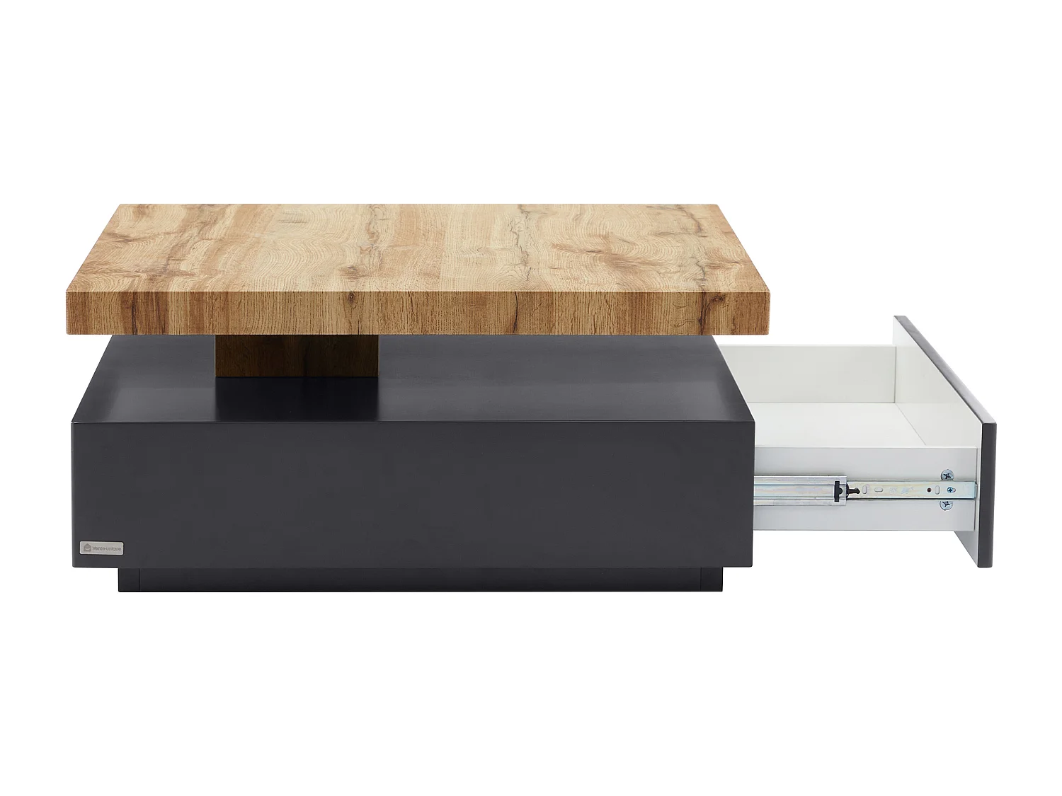 Salontafel KYRIA - 1 lade & draaiblad - MDF - Kleur: Antraciet & eik