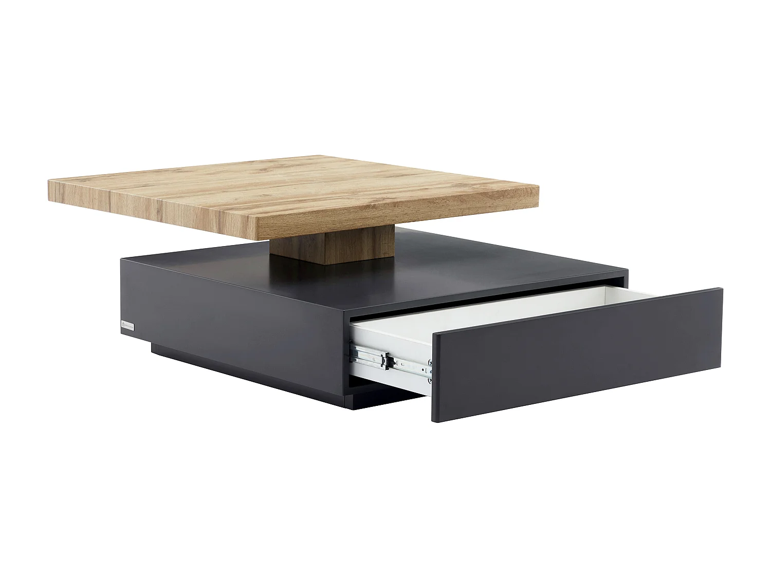 Salontafel KYRIA - 1 lade & draaiblad - MDF - Kleur: Antraciet & eik