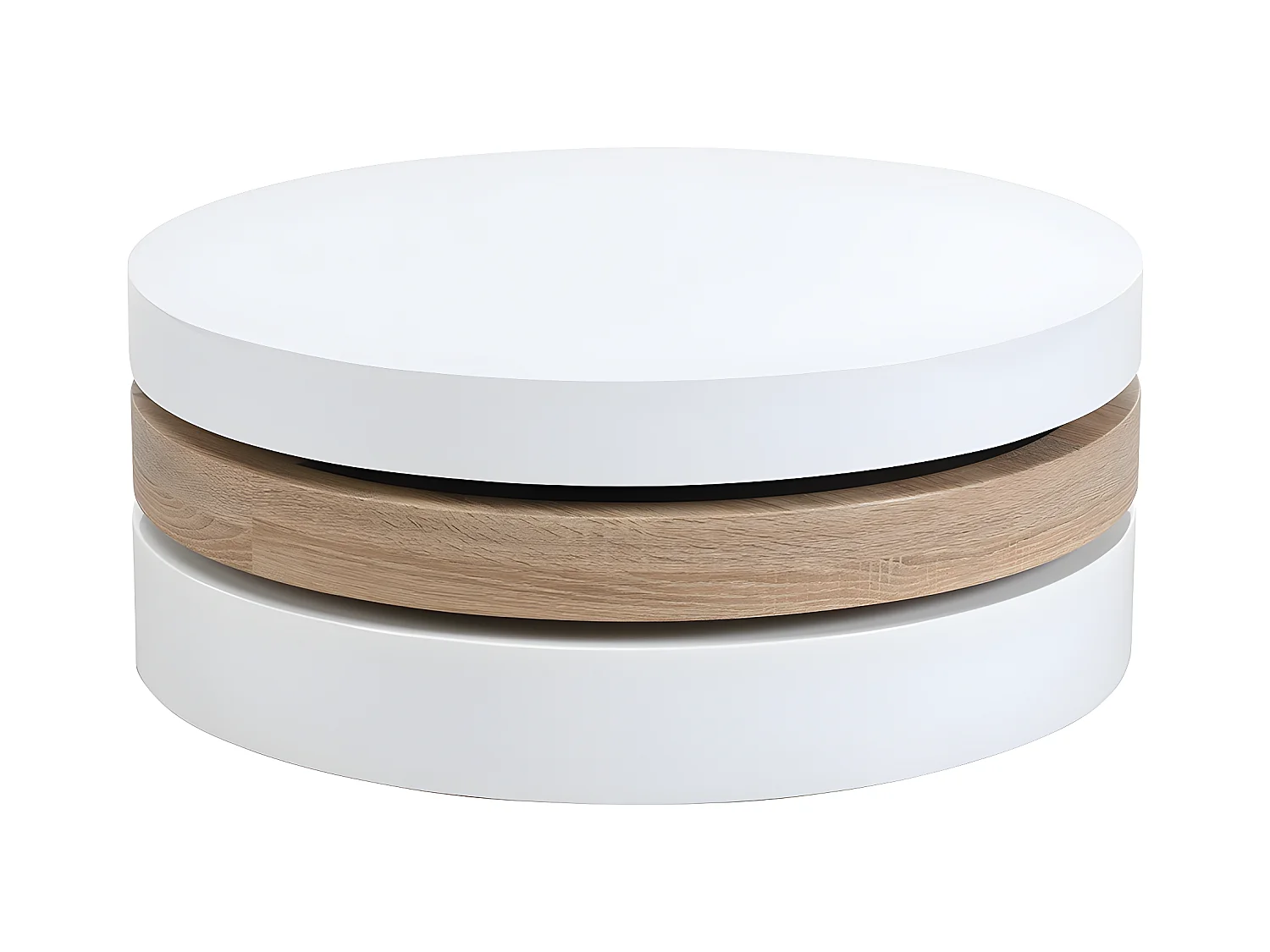 Mesa de centro pivotante JANITA - MDF - Blanco y roble