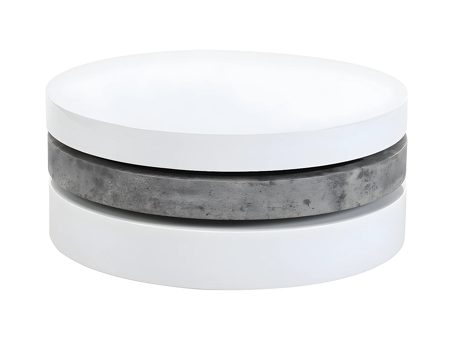 Mesa de centro pivotante JANITA - MDF - Cemento y blanco