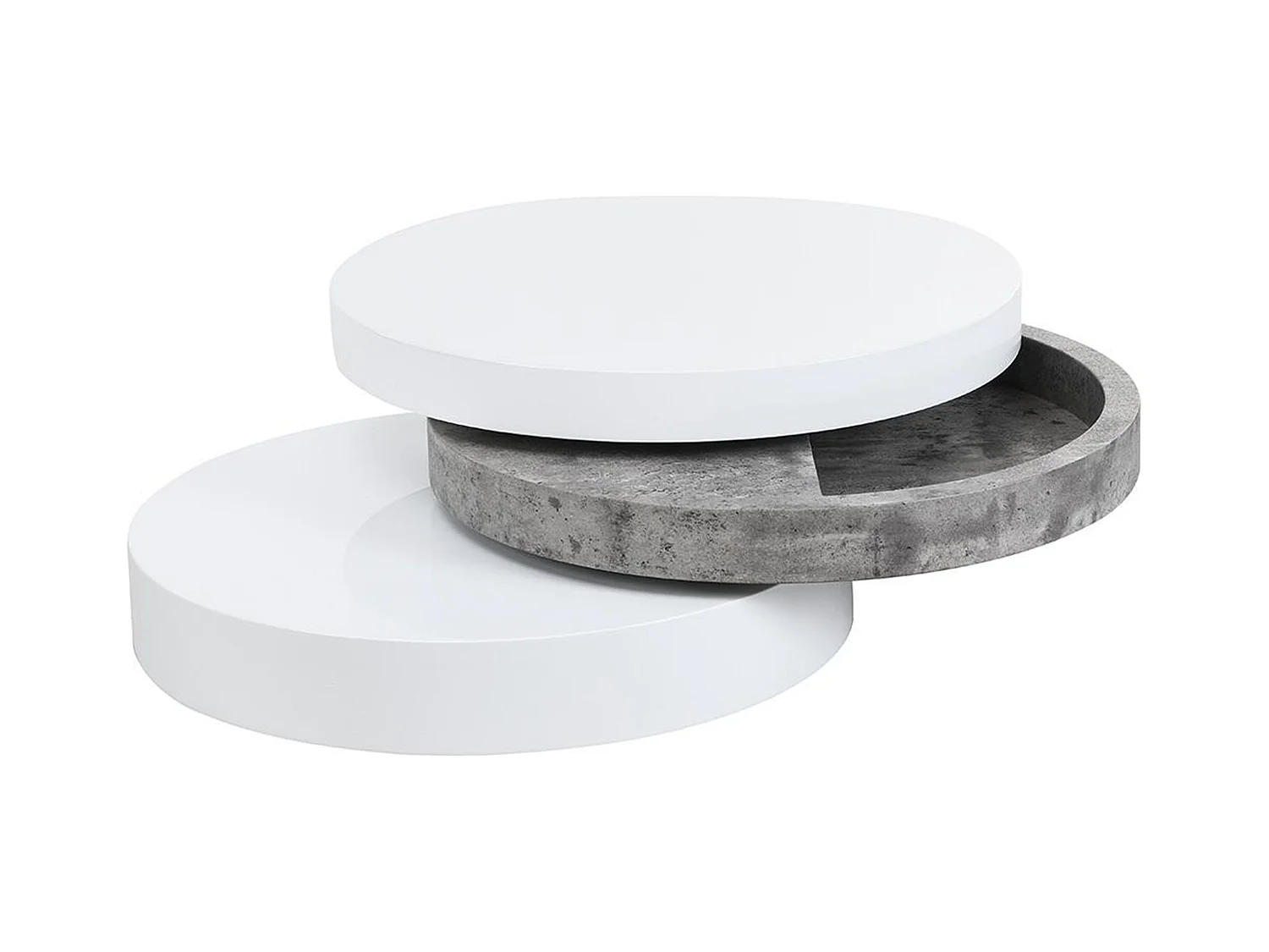 Mesa de centro pivotante JANITA - MDF - Cemento y blanco