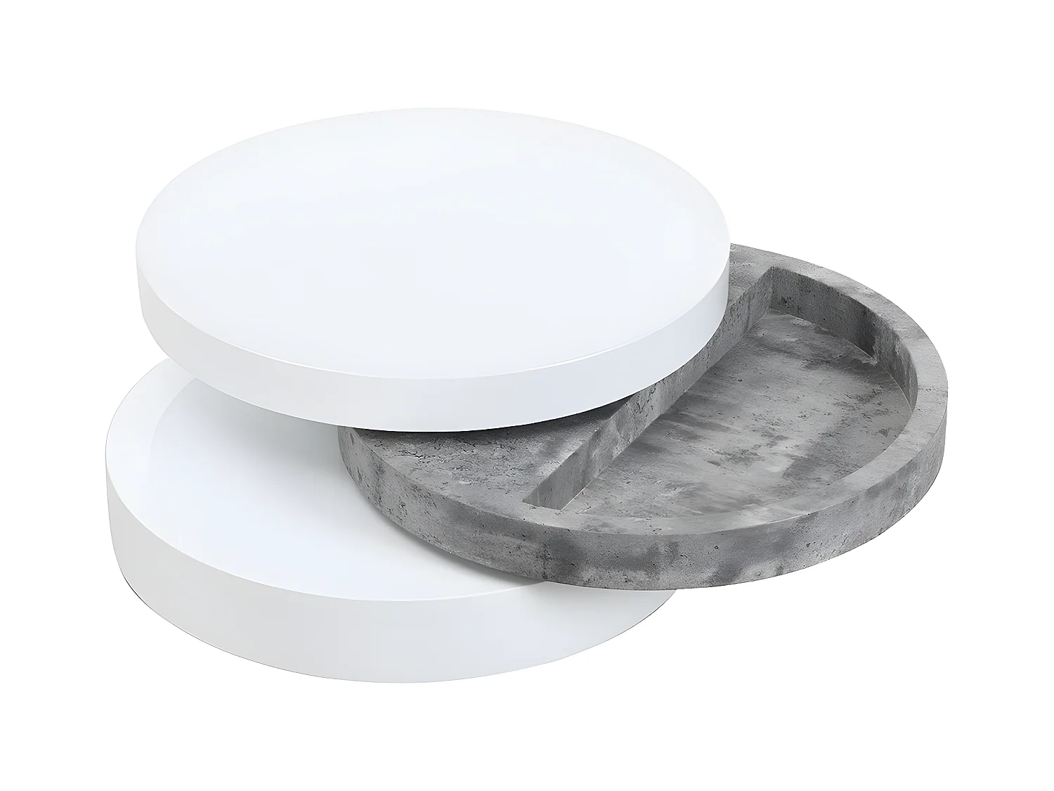 Mesa de centro pivotante JANITA - MDF - Cemento y blanco